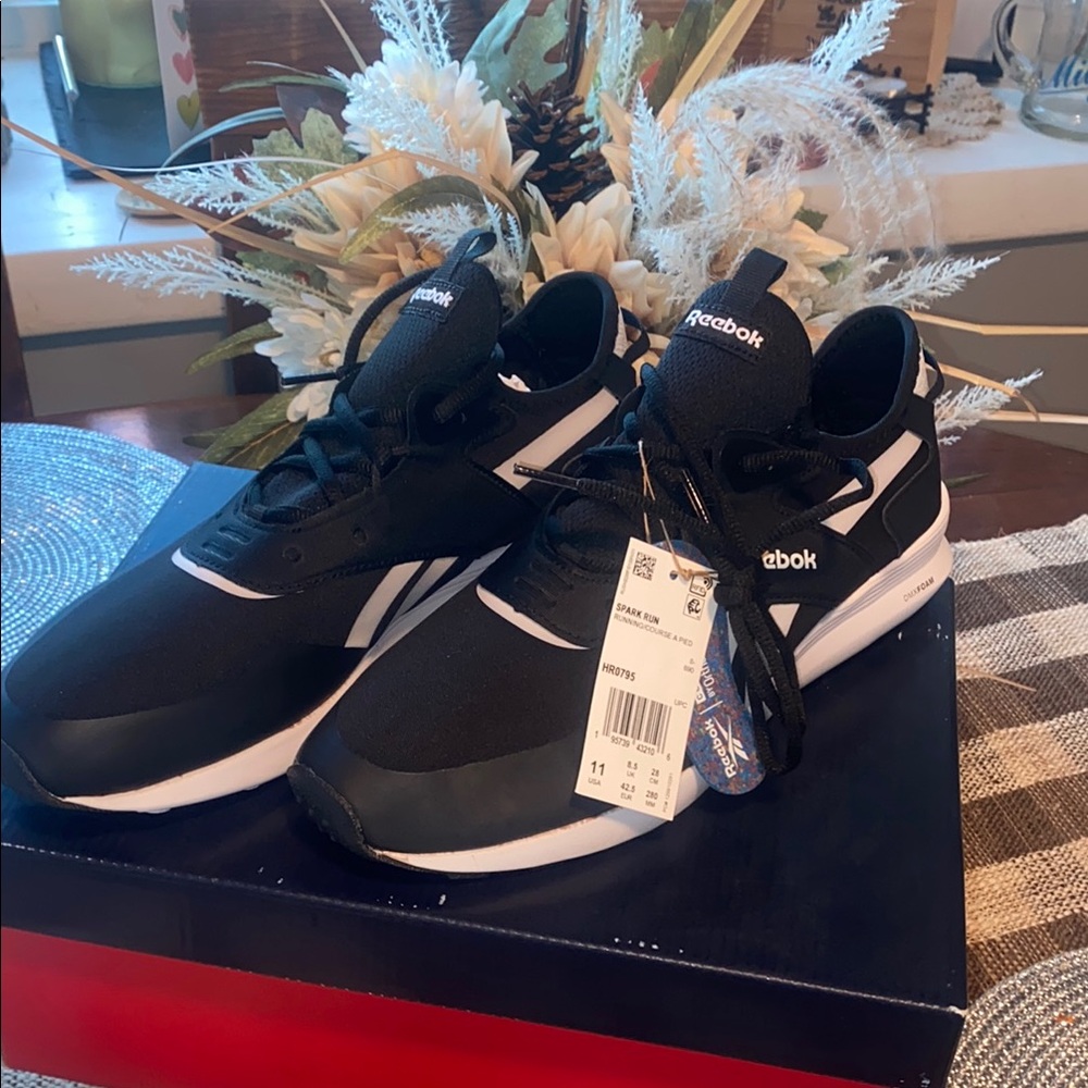 Reebok Black and White Women's Spark Run Sneakers